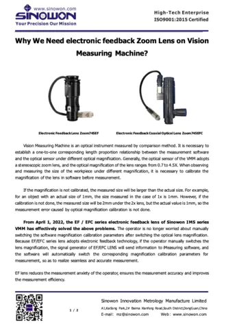 Why We Need electronic feedback Zoom Lens on Vision Measuring Machine?